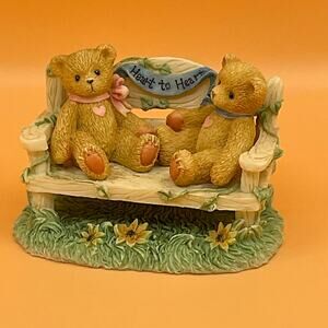 Cherished Teddies Heart To Heart Teddies on Bench CRT240 Enesco 1996